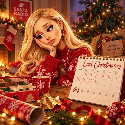 Illustrated artwork for Last Christmas by Ariana Grande
