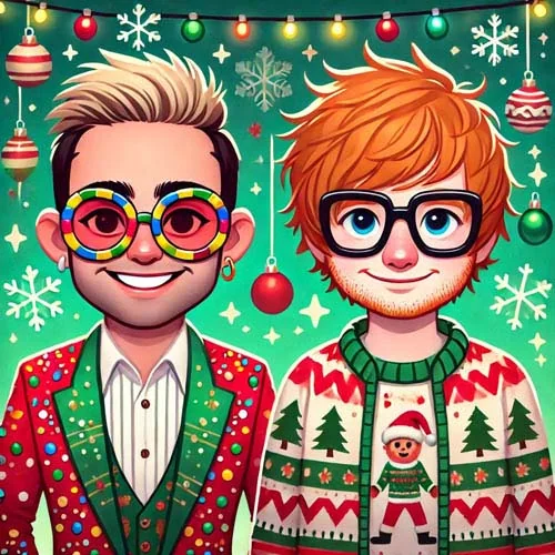 Ed Sheeran & Elton John illustrated artwork