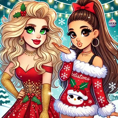 Kelly Clarkson & Ariana Grande illustrated artwork