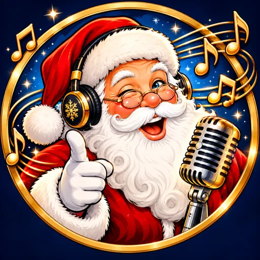 Santa Radio branded artwork: Santa with music notes