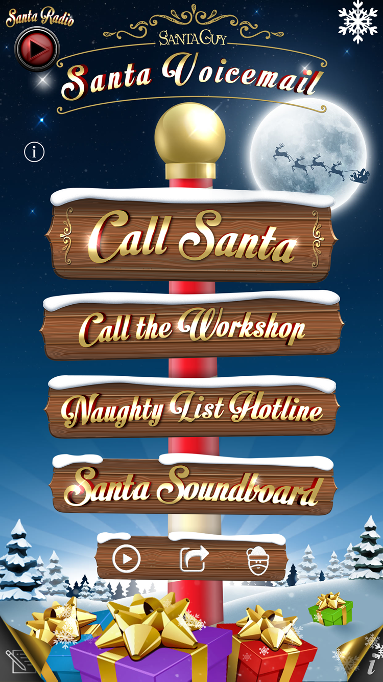 Santa Voicemail app screen for leaving and playing back a message for Santa.