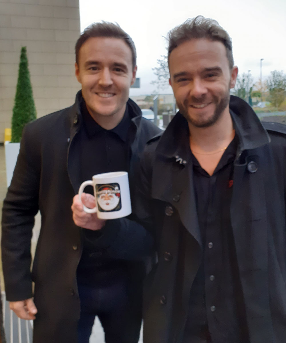 Jack P Shepherd & Alan Halsall Actors - Santa Radio Celebrity Mugshots