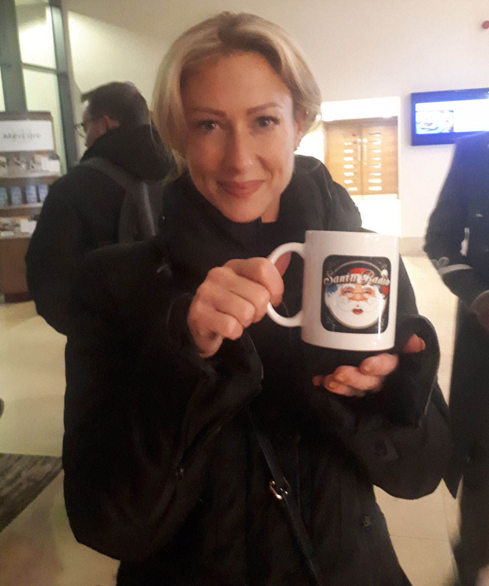 Faye Tozer with Santa Radio mug
