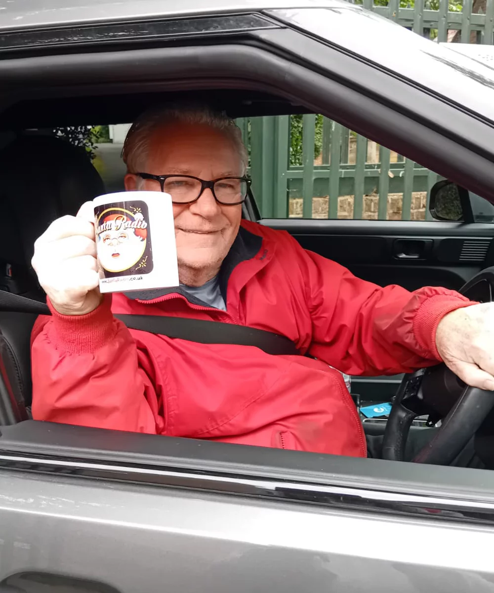 Jim Davidson with Santa Radio mug