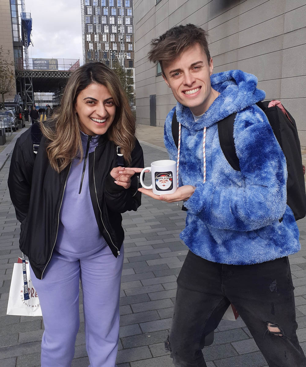 Joe Tasker and Harpz Kaur TV Presenter & Entertainer - Santa Radio Celebrity Mugshots