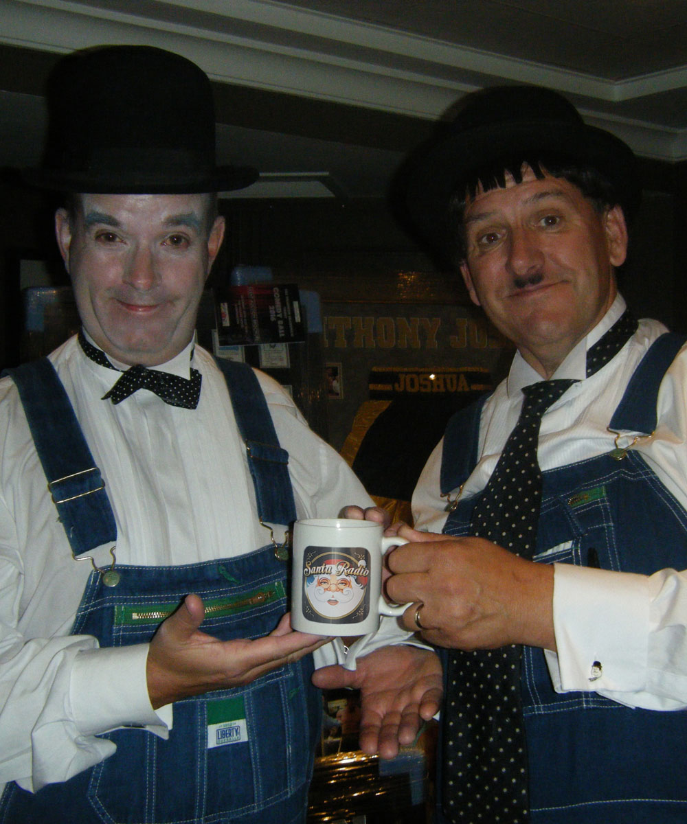 Laurel and Hardy - Comedy duo - Santa Radio Mugshot