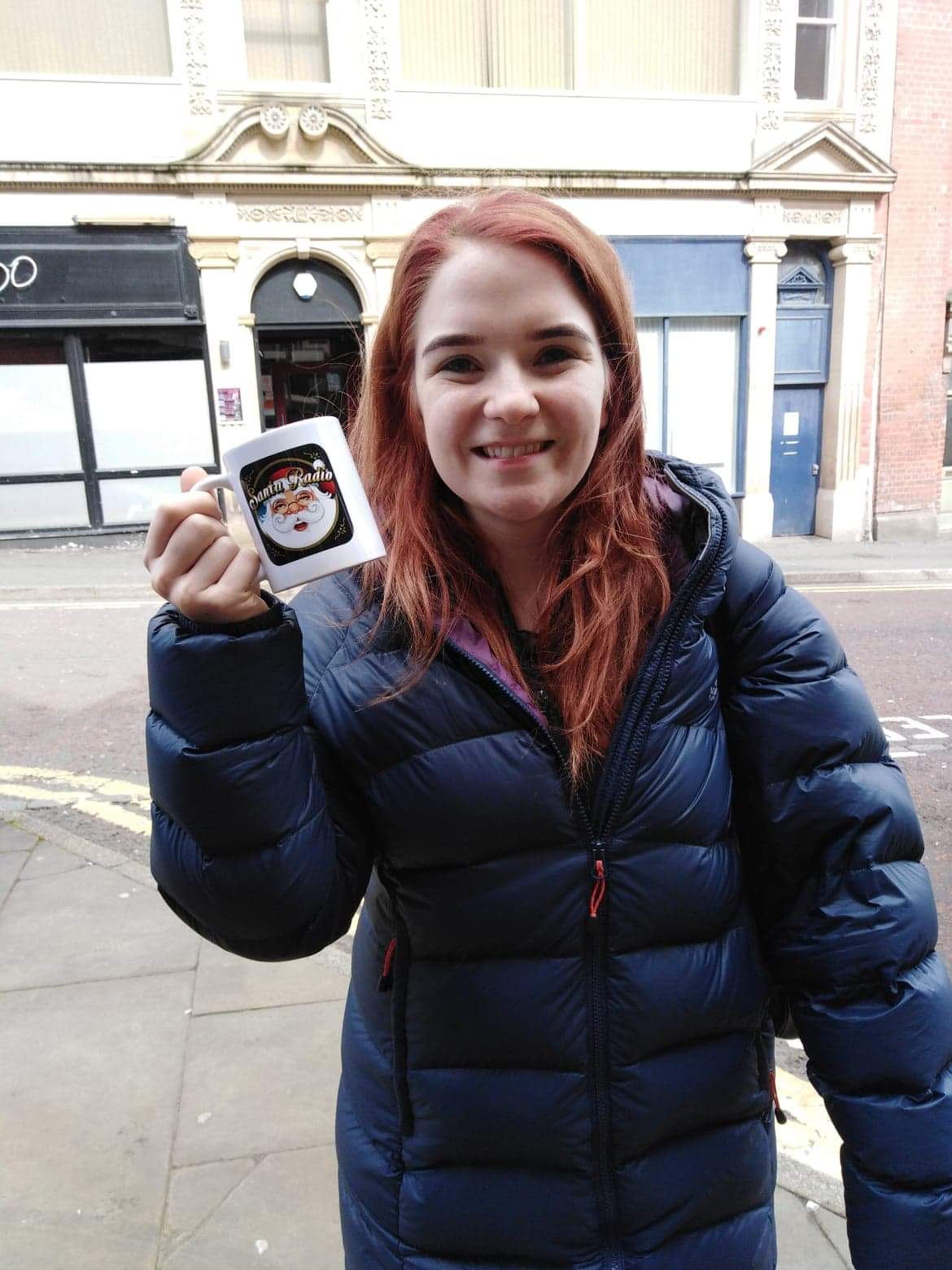 Lorna Fitzgerald with Santa Radio mug