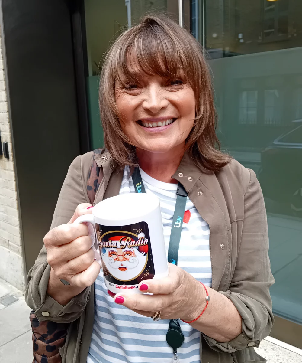 Lorraine Kelly with Santa Radio mug